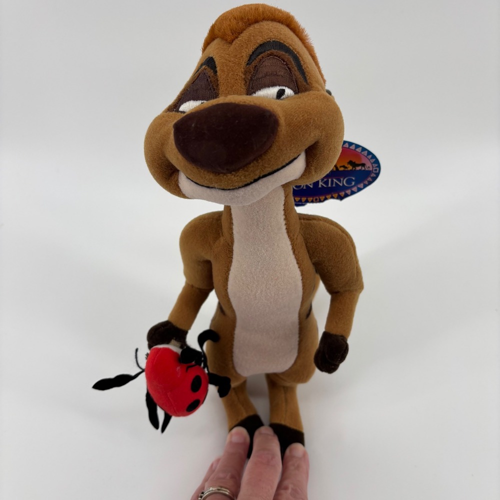 Disney The Lion King Timon Plush 11" Brown Excellent‎ Vintage Holding Ladybug